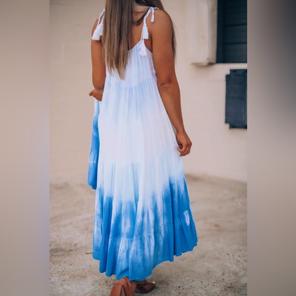 NWT Indy Blue Multi Tie Dye Midi Dress - Picture 5 of 6